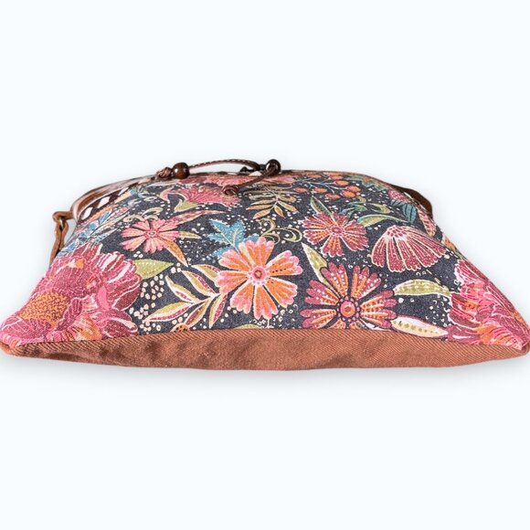 Myra Bag Leather & Hairon Wristlet Crossbody Bag "Dusa" - New - Picture 15 of 15